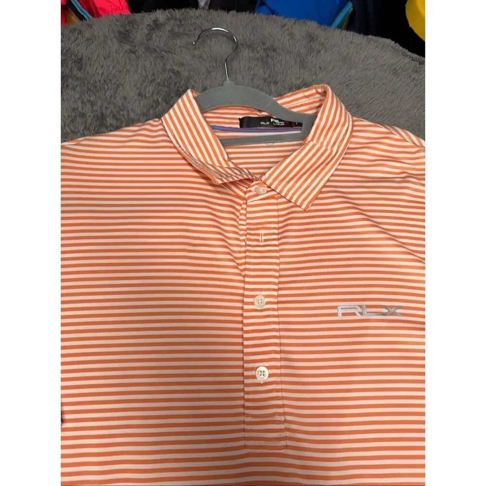 RLX Ralph Lauren orange and white striped polo shirt in excellent shape! Men’s X